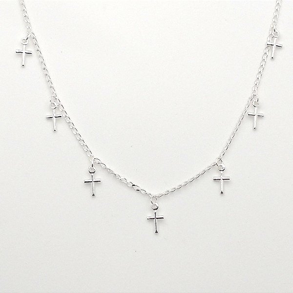 Gargantilha de prata 925 chocker cruz