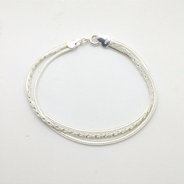 Pulseira de prata 925 três fio