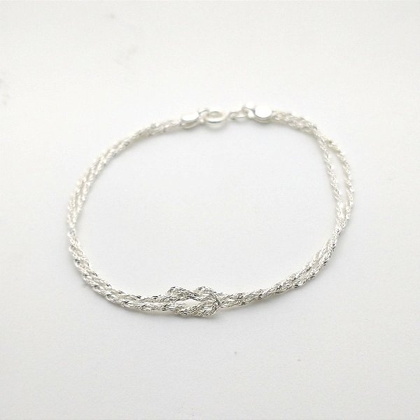 Pulseira de prata 925 fio torcido nó