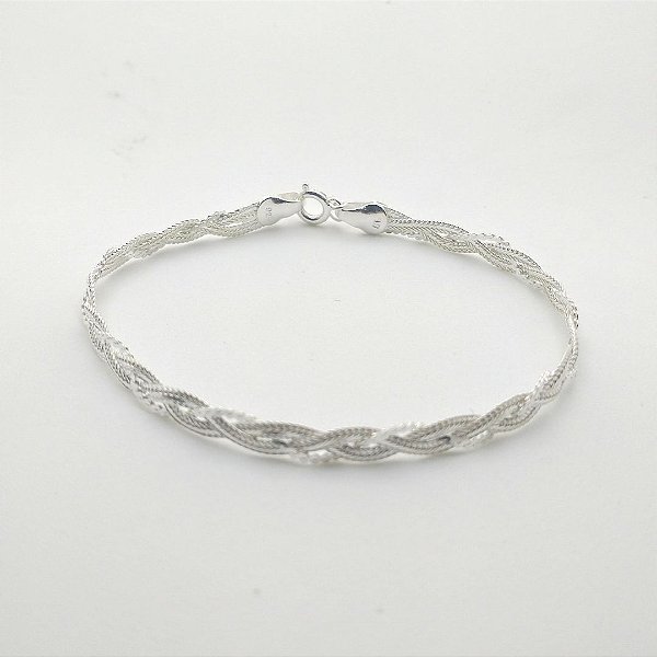 Pulseira de prata 925 fio trançado