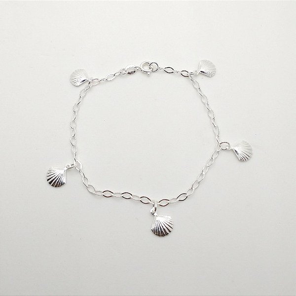 Pulseira de prata 925 concha