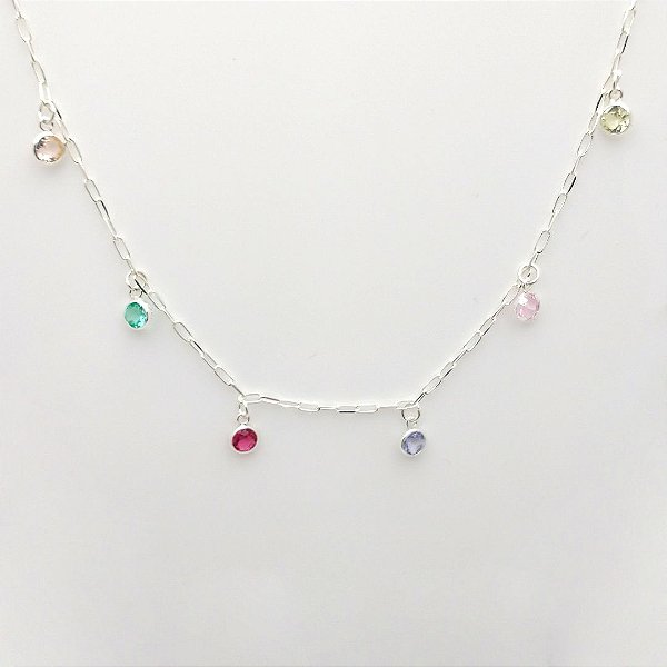 Gargantilha de prata 925 Chocker mini zircônia