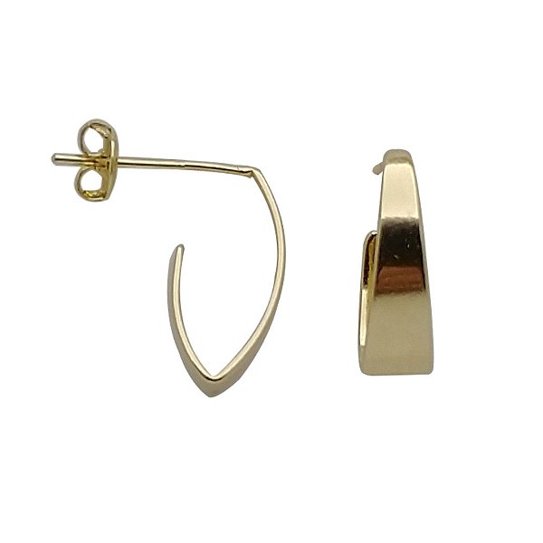 Brincos folheado a ouro 18k argola jota oval