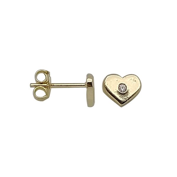 Brincos folheado a ouro 18k coração com zircônia