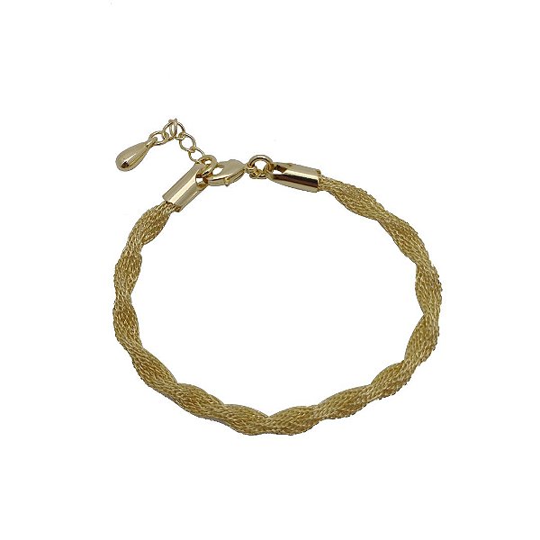 Pulseira  folheada a ouro 18k corrente fio torcido com extensor