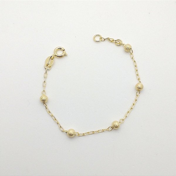 Pulseira folheado a ouro 18k bolinha  4mm fosca