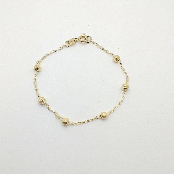 Pulseira folheado a ouro 18k bolinha  4mm fosca