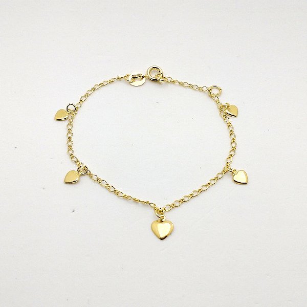Pulseira folheado a ouro 18k coração
