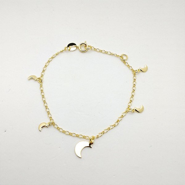 Pulseira folheado a ouro 18k meia lua