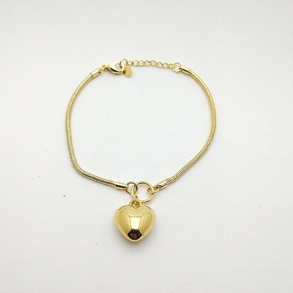 Pulseira folheado a ouro 18k corrente rabo de rato coração