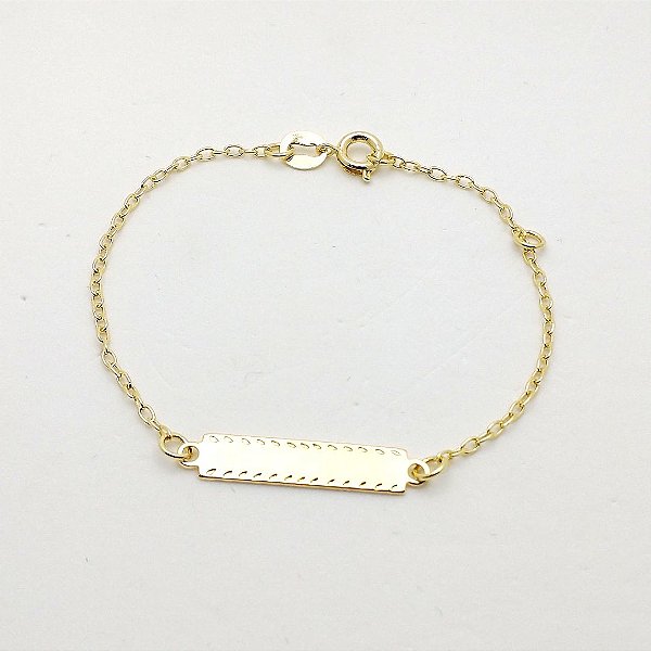 Pulseira folheado a ouro 18k plaquinha infantil
