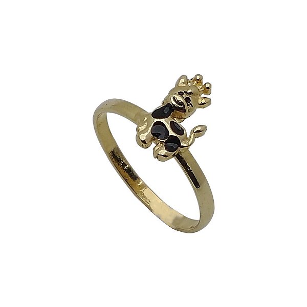 Anel folheado ouro 18k resina girafa
