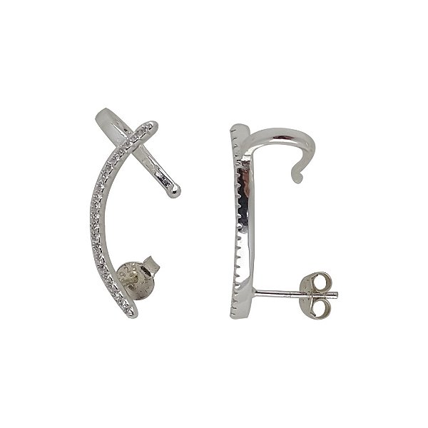 Brincos de prata 925 Ear Cuff com zircônia