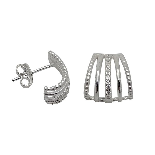 Brincos de prata 925 com zircônia