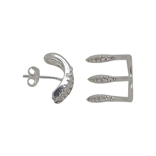 Brincos de prata 925 Ear Cuff com zircônia