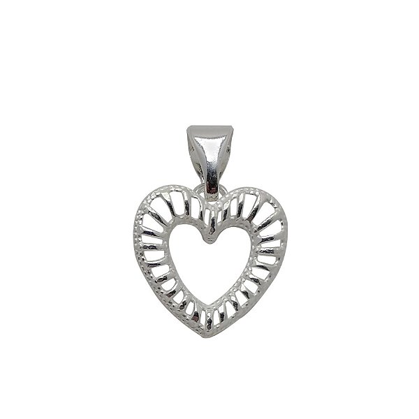 Pingente de prata 925 coração tracejado