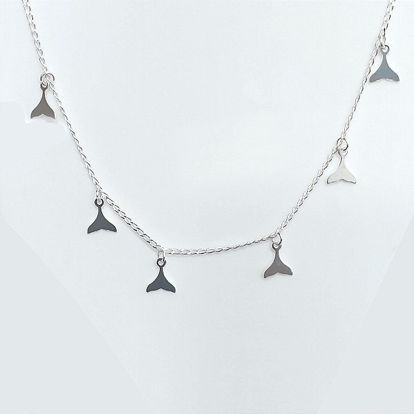 Gargantilha de prata 925 com pingente cauda de sereia Choker