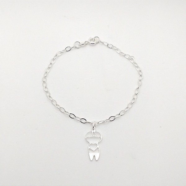 Pulseira de Prata 925 Pingente Menino Elo Balão 18cm