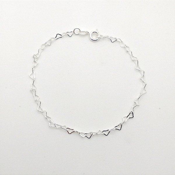 Pulseira de prata 925 elo coração