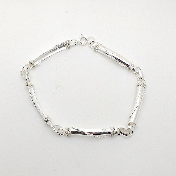 Pulseira de prata 925 fio trançado meia cana