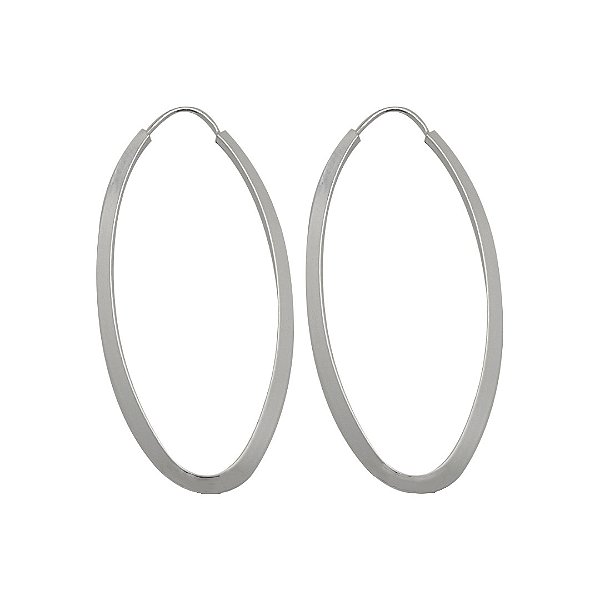 Brincos de prata 925 argola lisa oval