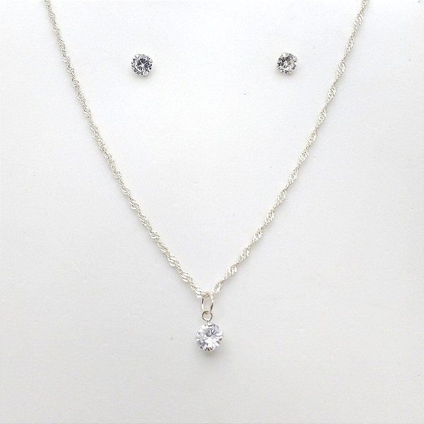 Conjunto de prata 925 ponto de luz