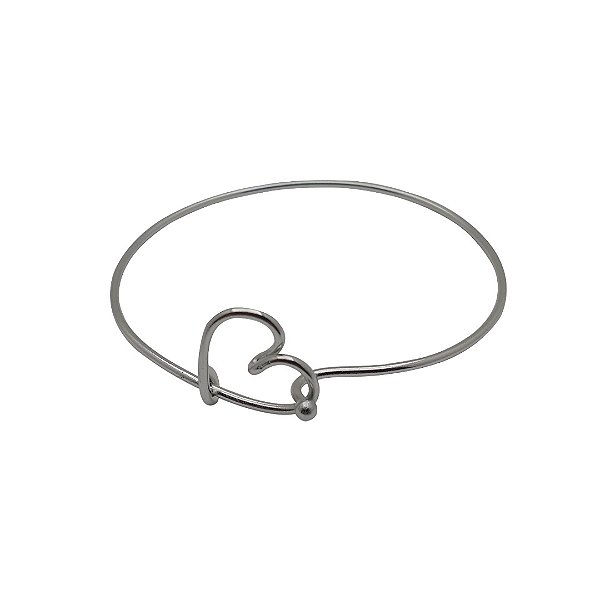 Bracelete de aço inox coração