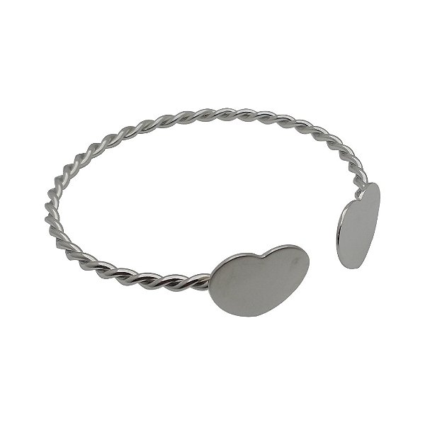 Bracelete de aço inoxidável coração fio torcido