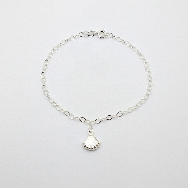 Pulseira de prata 925 concha cheia