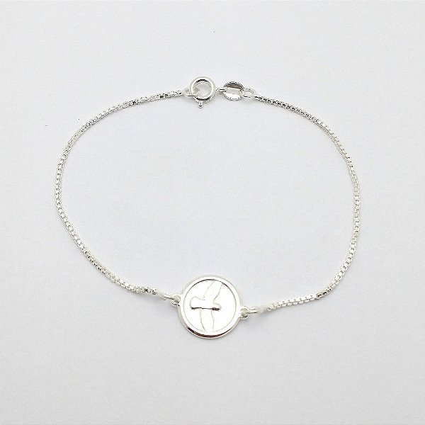 Pulseira de prata 925 corrente veneziana Espirito Santo