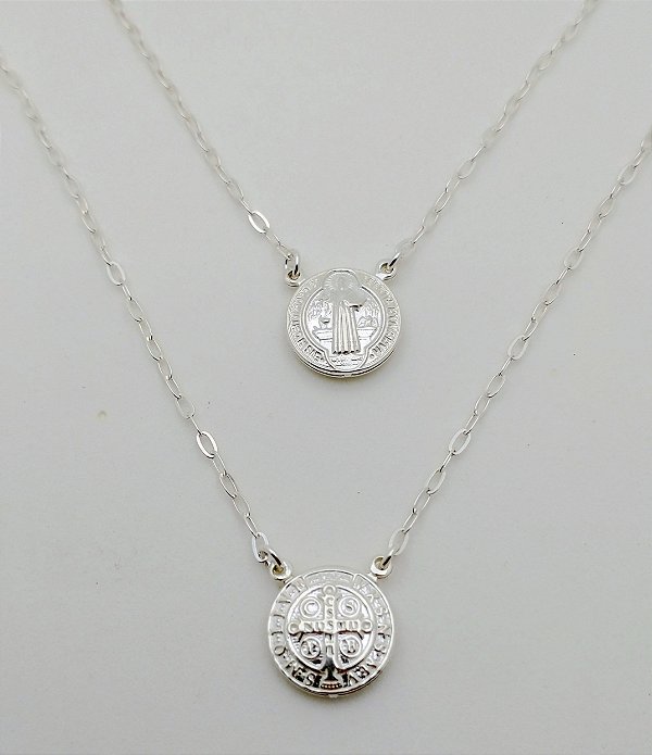 Escapulário de prata 925 São Bento 12mm