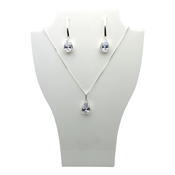 Conjunto de prata 925 Com pedra zircônia