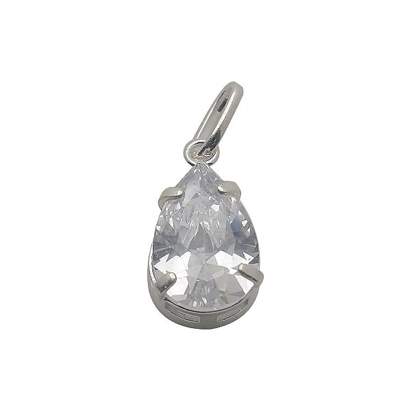 Pingente de Prata 925 com Pedra Zircônia 15mm de Altura