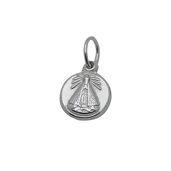 Pingente de prata 925 medalha redonda N. S. Aparecida