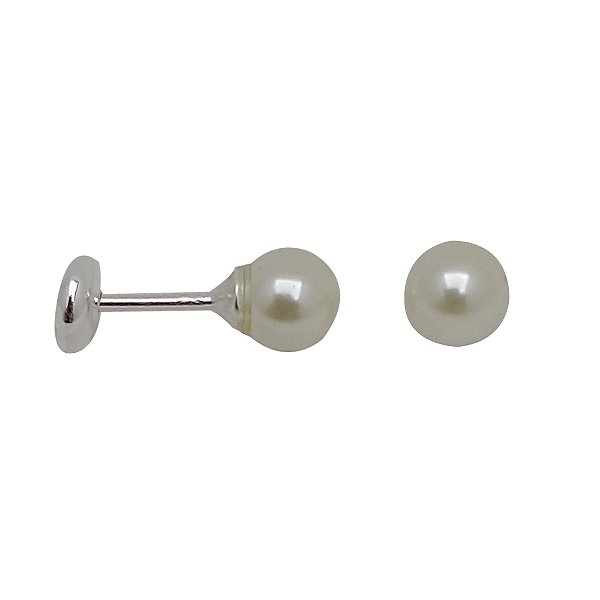 Brincos de prata 925 pérolas sintéticas tarraxa babypress