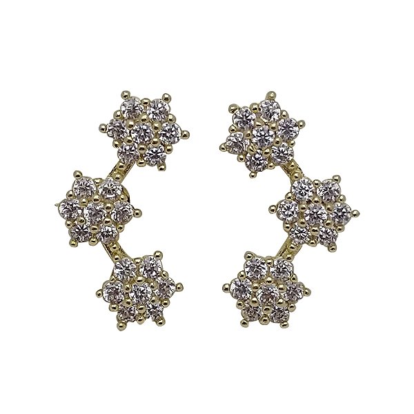 Brincos folheados a ouro 18k ear cuff zircônia cristal