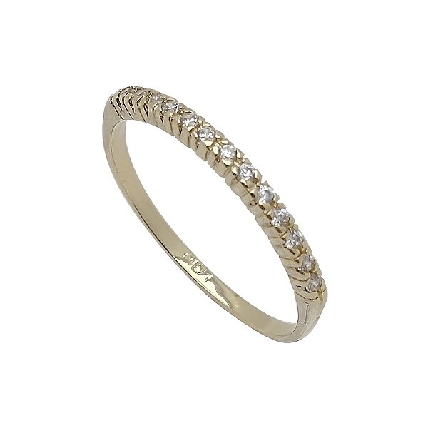Meia Aliança folheado a ouro 18k com zircônias