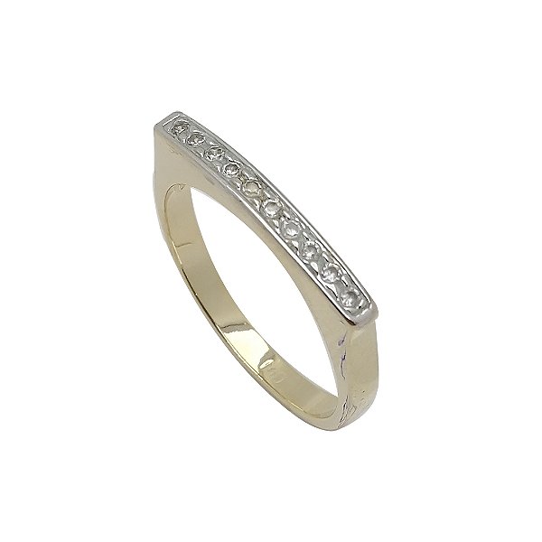 Anel folheado a ouro 18k meia aliança com pedra zircônia