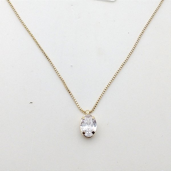 Gargantilha folheado a ouro 18k Zircônia oval