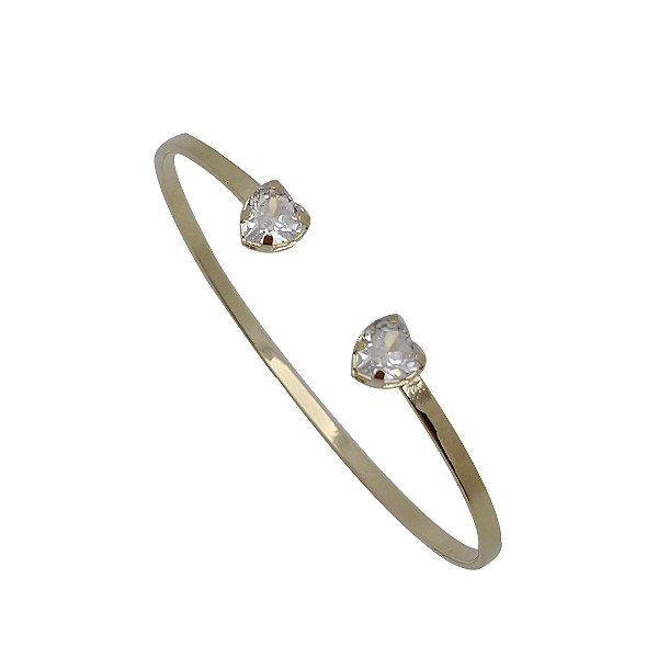 Bracelete folheado a ouro 18k coração zircônia