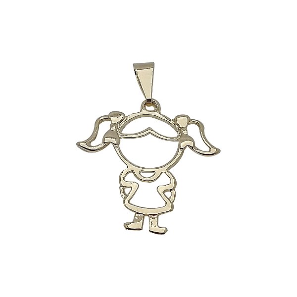 Pingente folheado a ouro 18k menina vazado