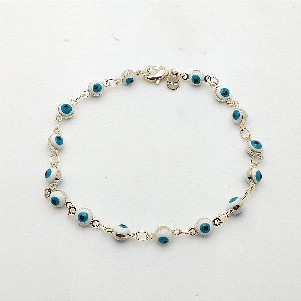 Pulseira folheado a ouro 18k olho grego