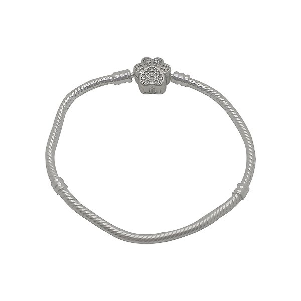Pulseira de prata 925 para berloques flexível patinha