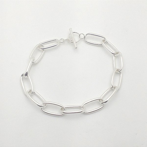 Pulseira de prata 925 elos com fecho T