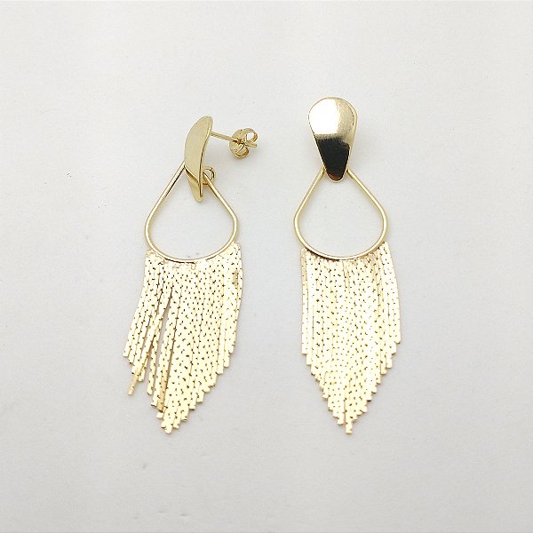 Brincos folhedos a ouro 18k argolas cascata