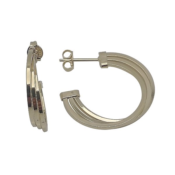 Brincos folhedos a ouro 18k argolas três fios