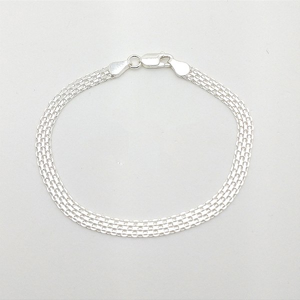 Pulseira de prata 925 corrente esteira