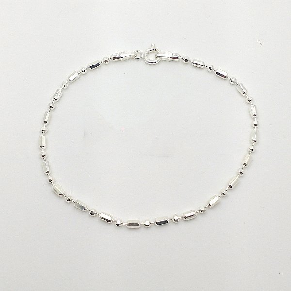 Pulseira de prata 925 bolinha tubo.