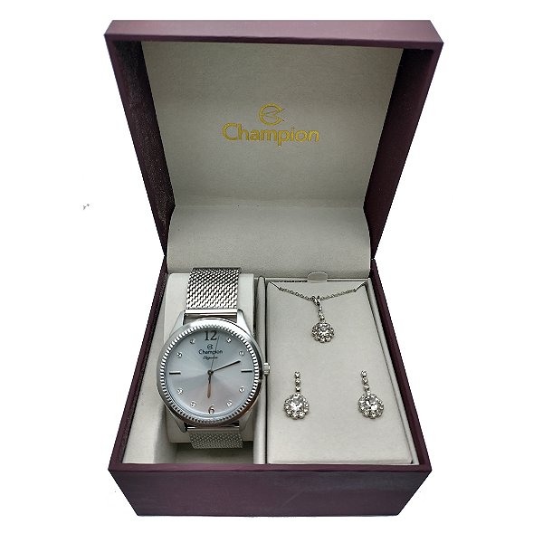 Kit Relógio Champion Feminino Elagance CN25770Y