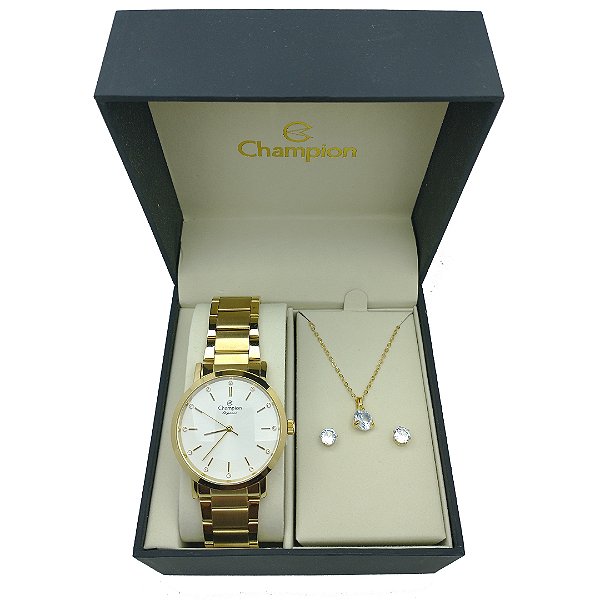 Kit Relógio Champion Feminino Elegance CN25627W